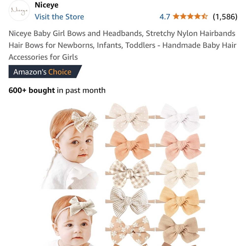Amazon infant hair bows NWT